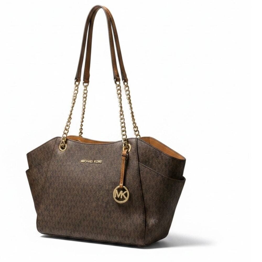 Michael Kors Jet Set Large Signature Logo Shoulder Tote - Picture 5 of 10